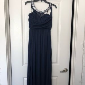 Francesca’s navy halter two piece gown